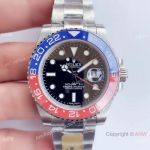 UN factory Rolex Gmt Master II SWISS 3285 Watch 904L Steel Black Dial Pepsi Bezel